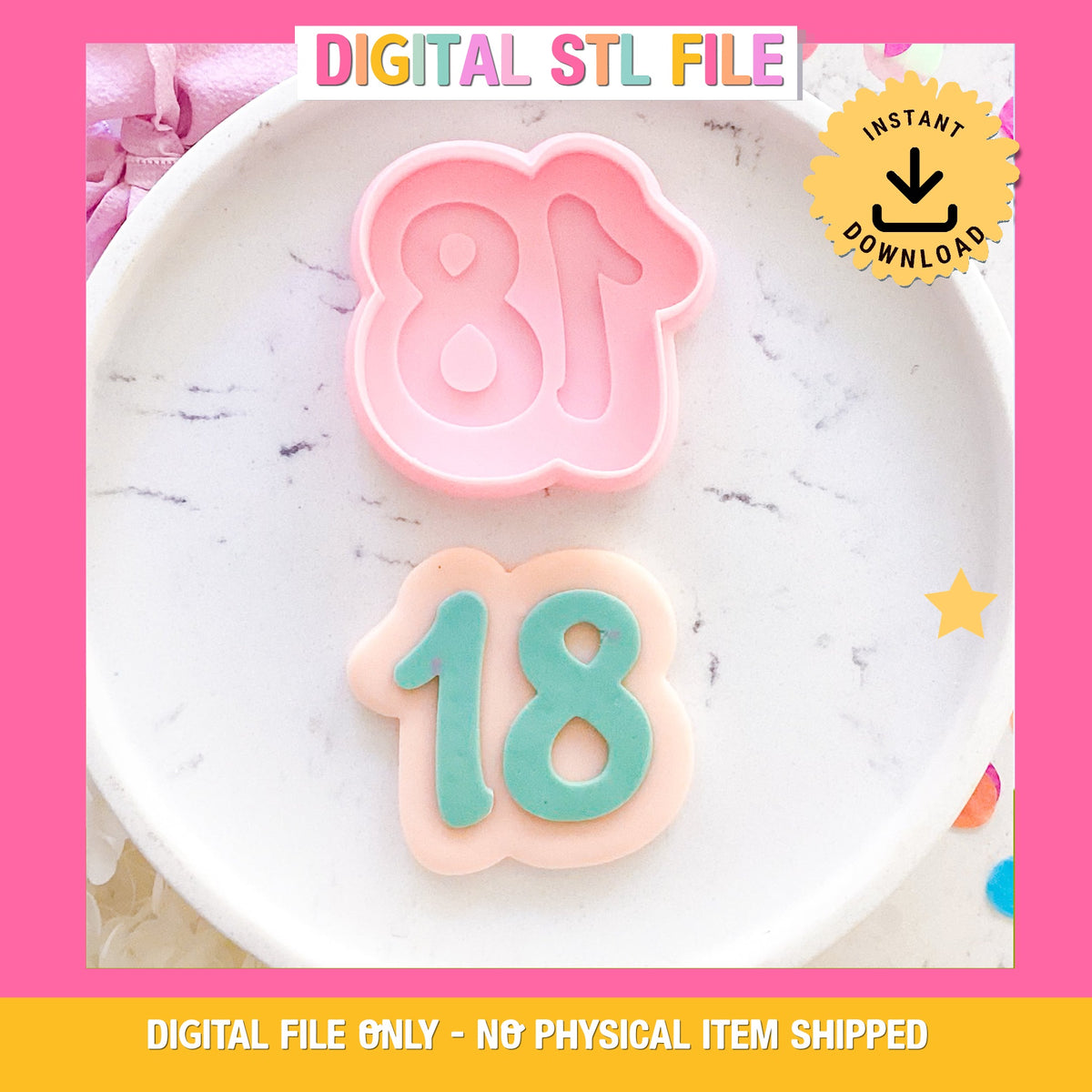 "18" Script Font - Cookie Stamp & Cutter Set