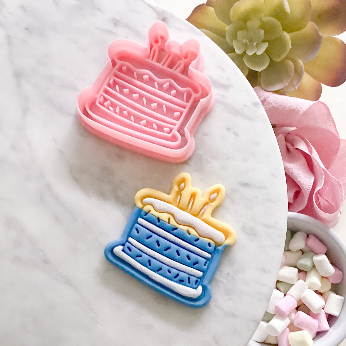 "Cartoon Birthday Cake" - Cookie Cutter & Stamp