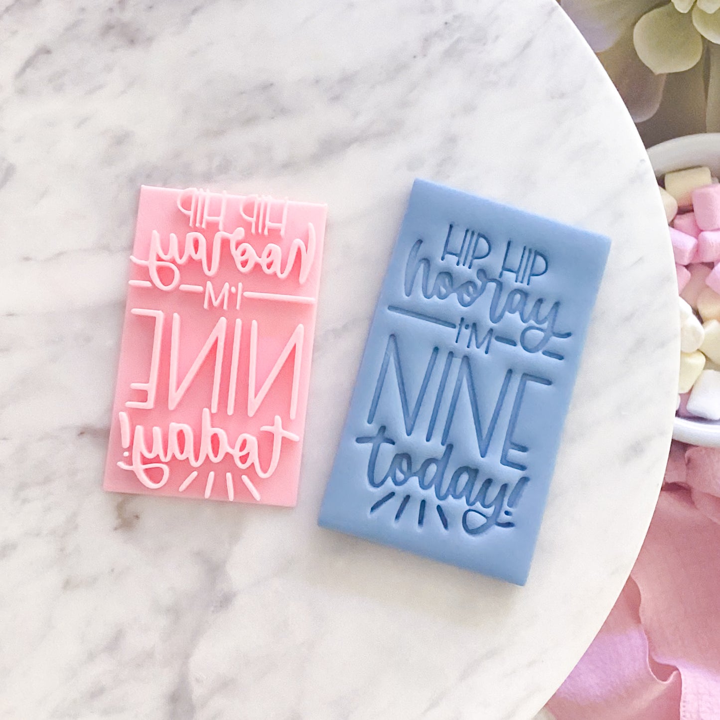 Hip Hip Hooray, I'm Nine Today! Fondant Stamp