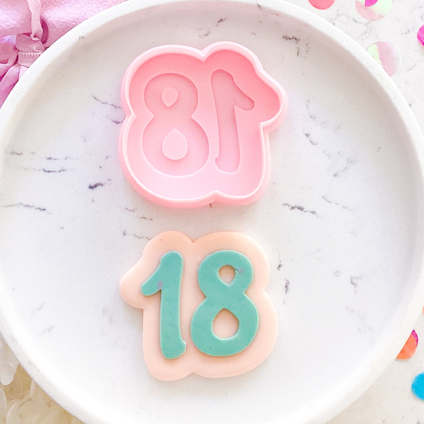 "18" Script Font - Cookie Stamp & Cutter Set