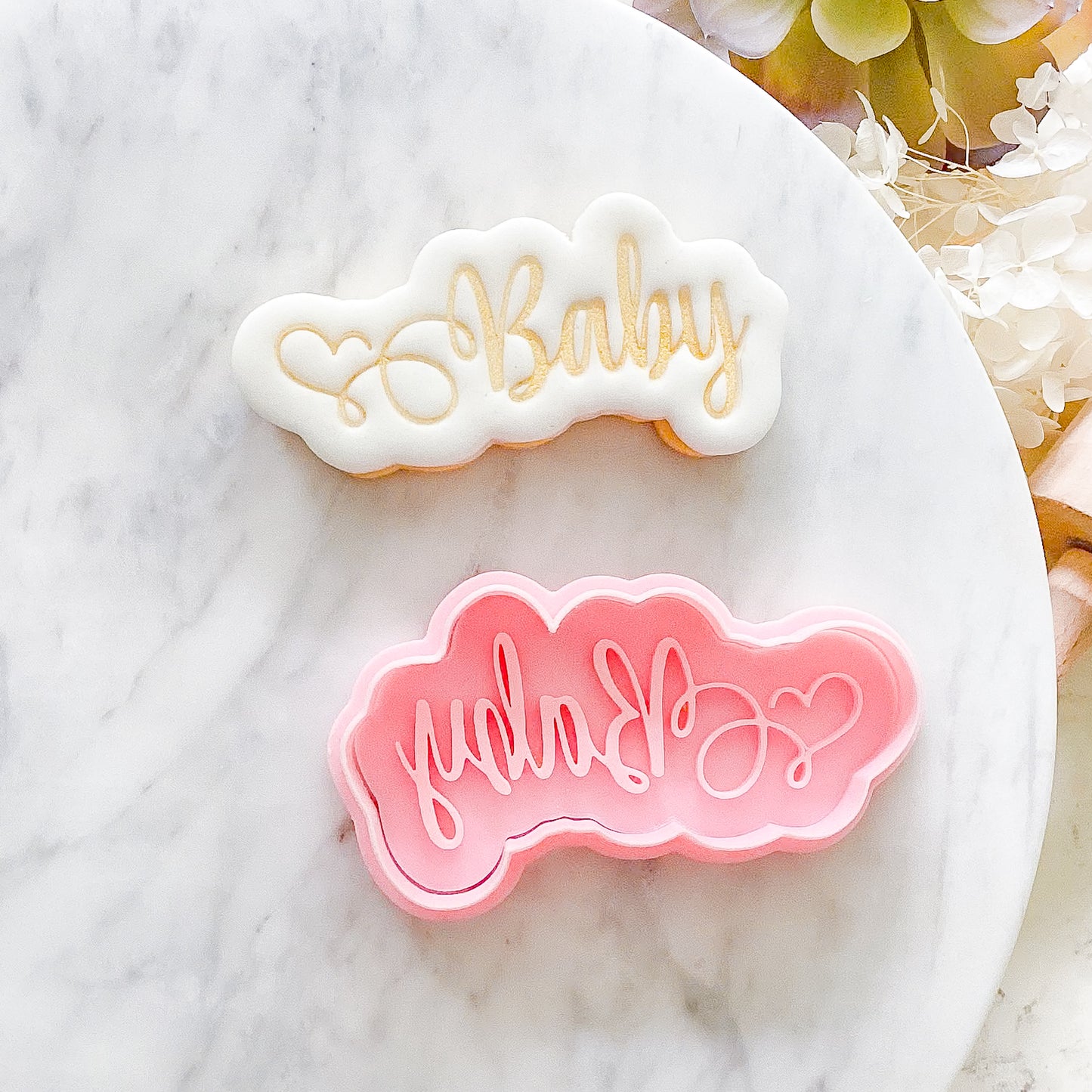 "Baby Script" -Cookie Cutter & Stamp