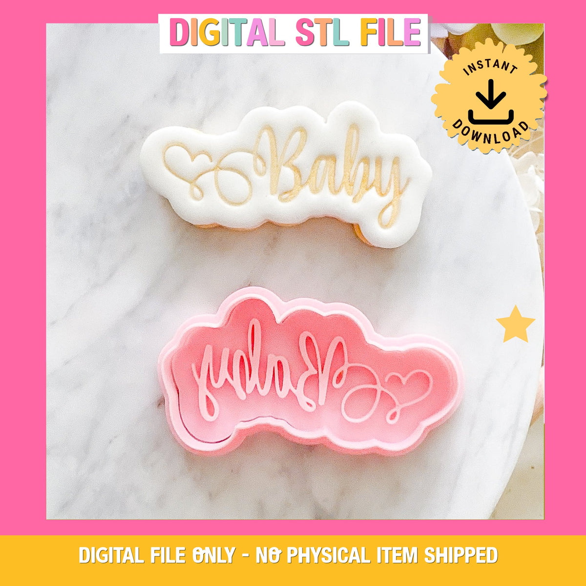 "Baby Script" -Cookie Cutter & Stamp