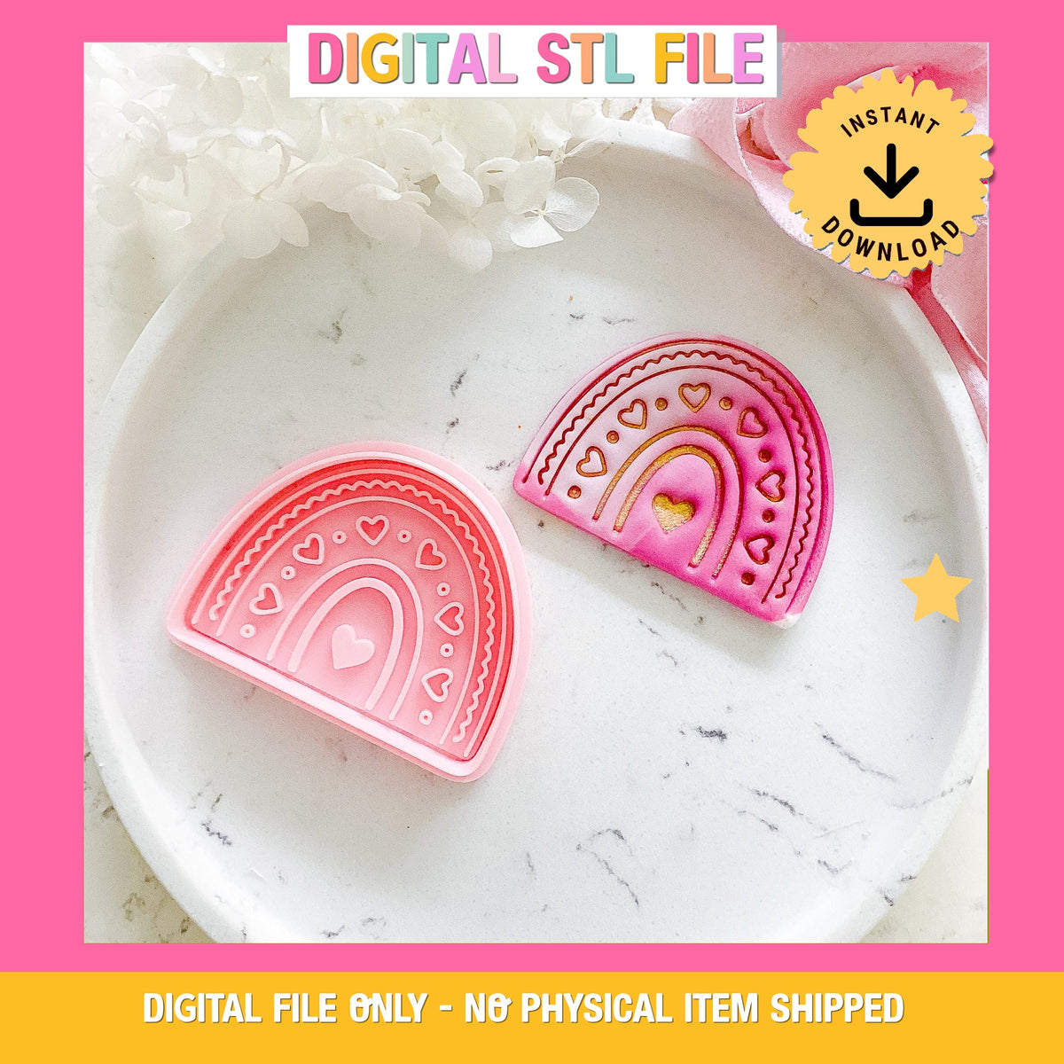 "Boho Heart Rainbow" - Cookie Cutter & Stamp