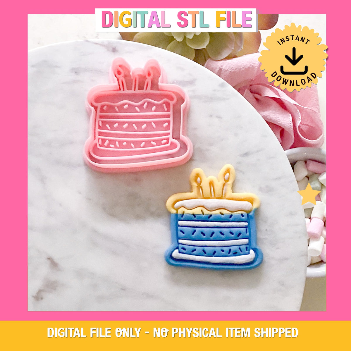 "Cartoon Birthday Cake" - Cookie Cutter & Stamp