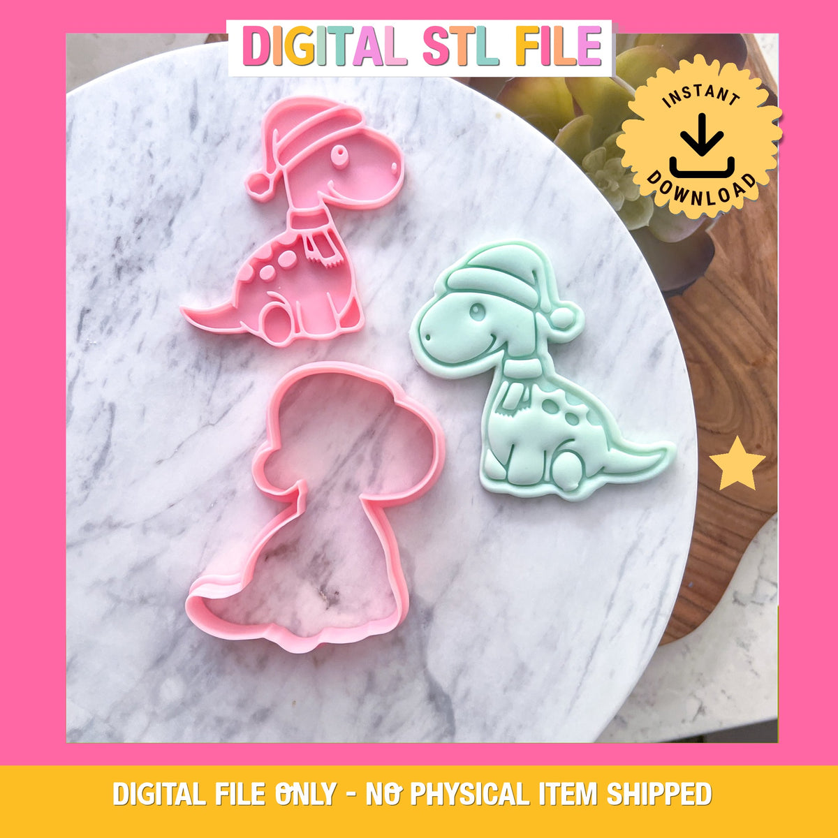 "Christmas Dino" Cookie Cutter & Stamp