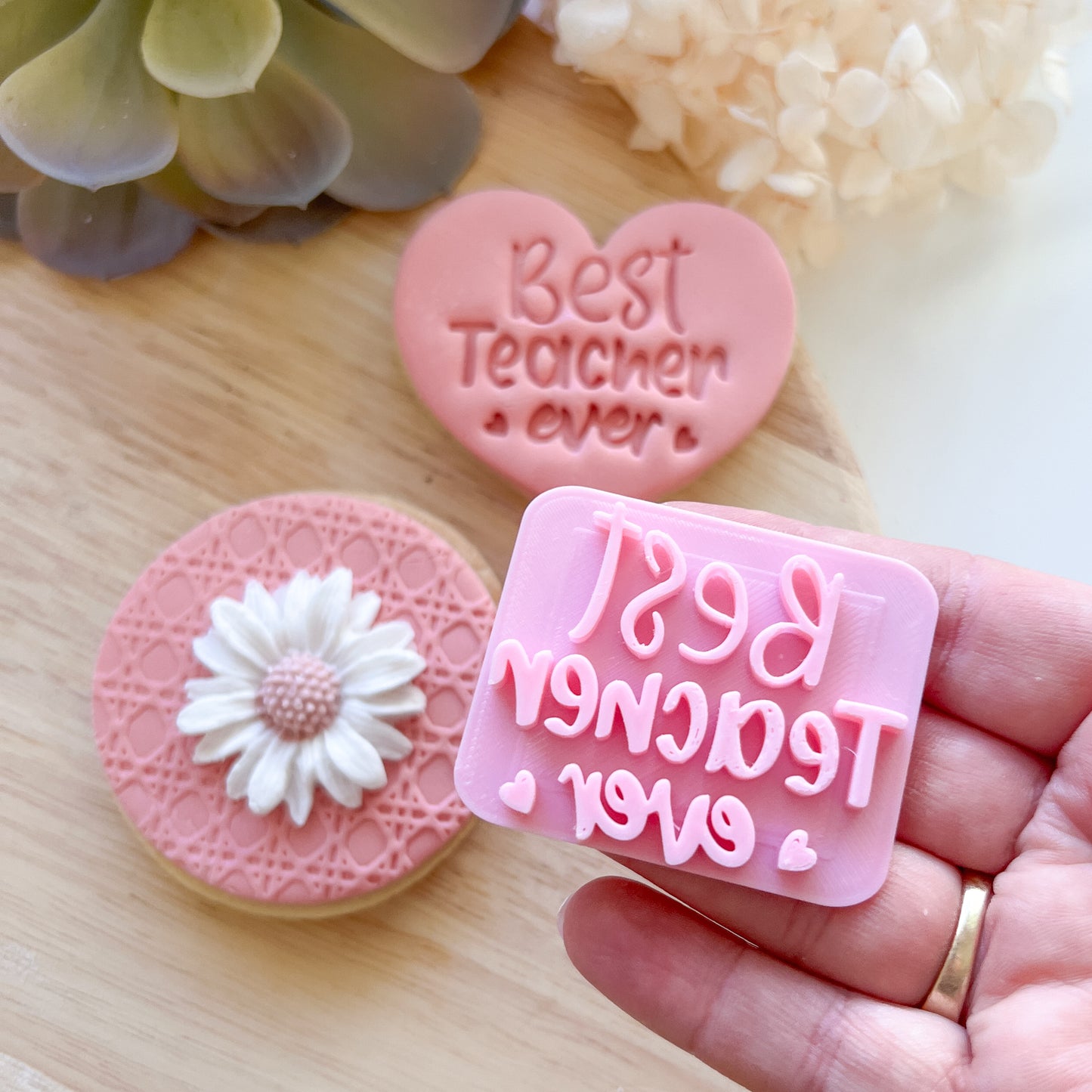 Best Teacher Ever - Fondant Stamp