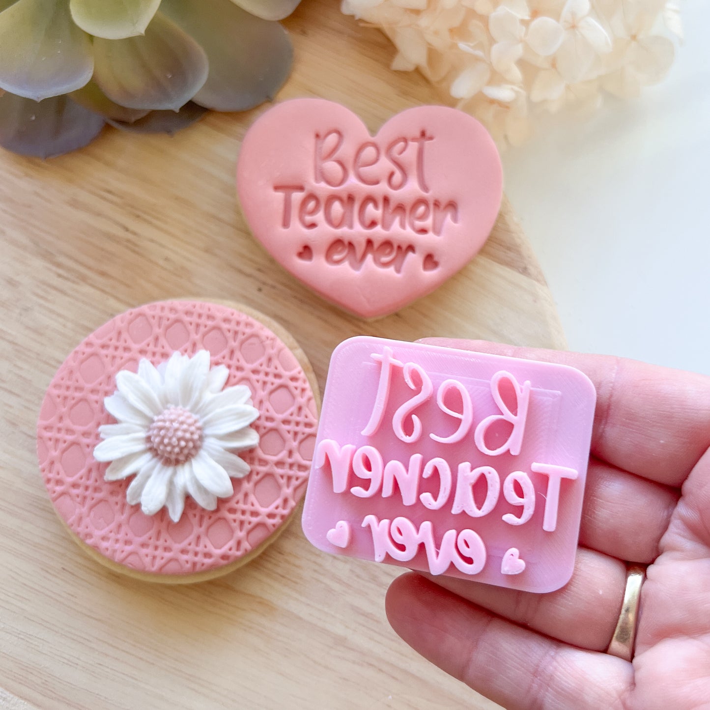 Best Teacher Ever - Fondant Stamp