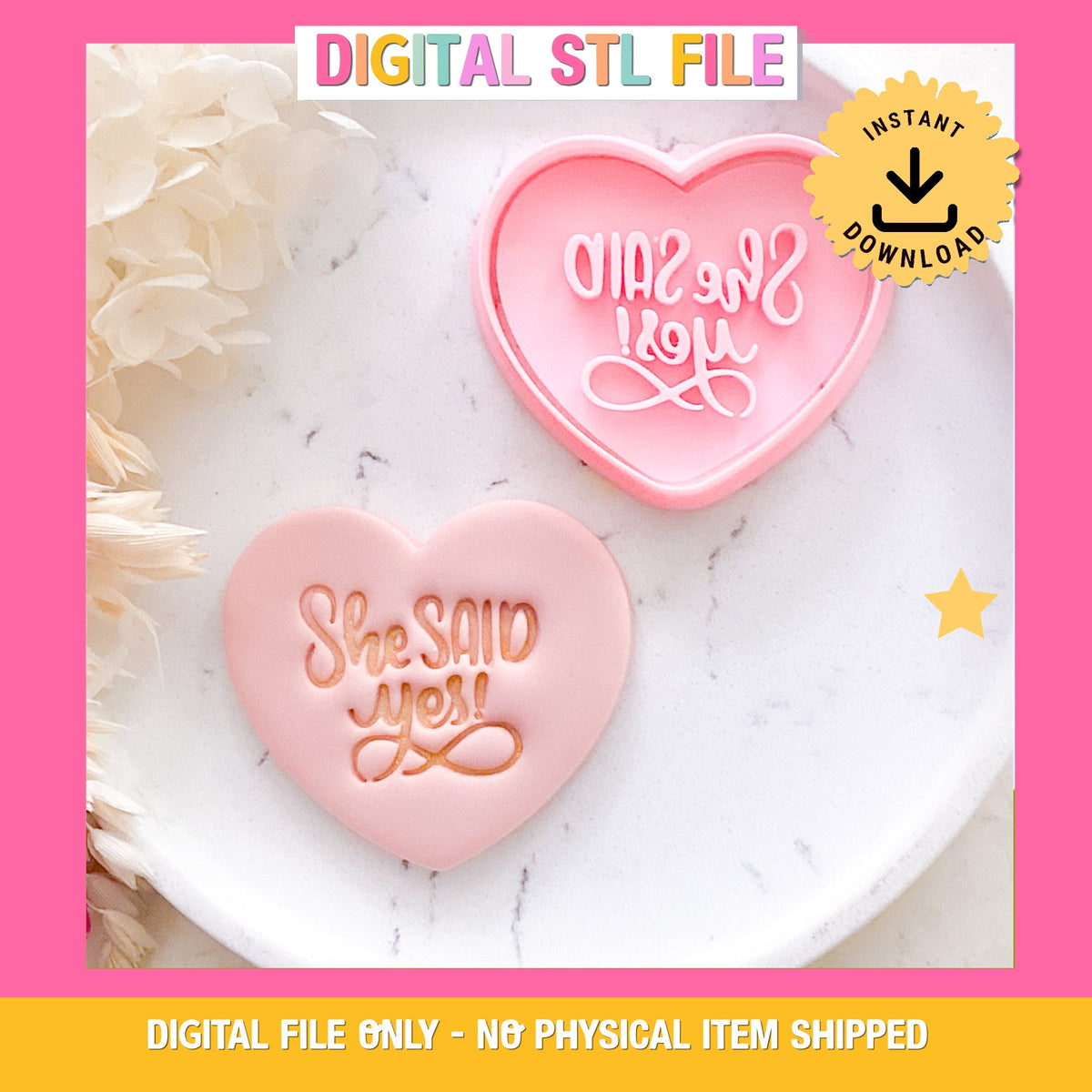 "She Said Yes" - Cookie Cutter & Stamp