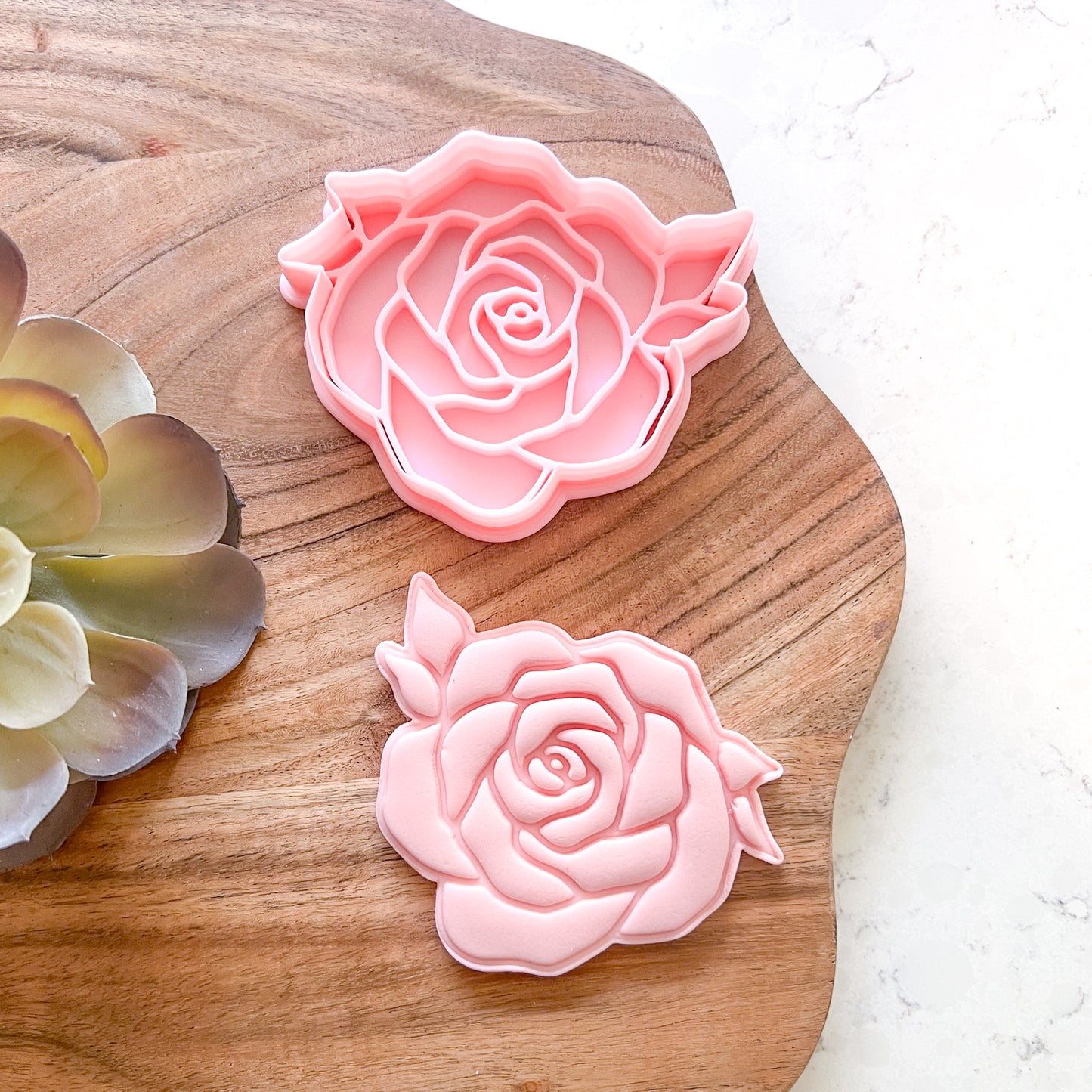 "Rose with Leaves" - Cookie Cutter & Stamp