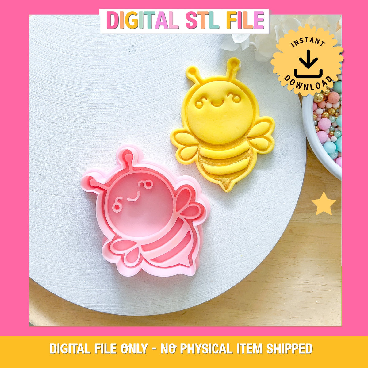 "Happy Bee" - Cookie Cutter & Stamp