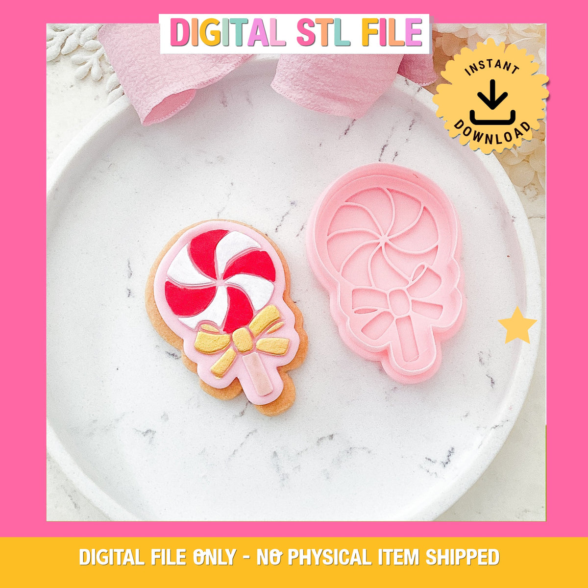 "Lollipop with Bow" - Cutter & Stamp Set
