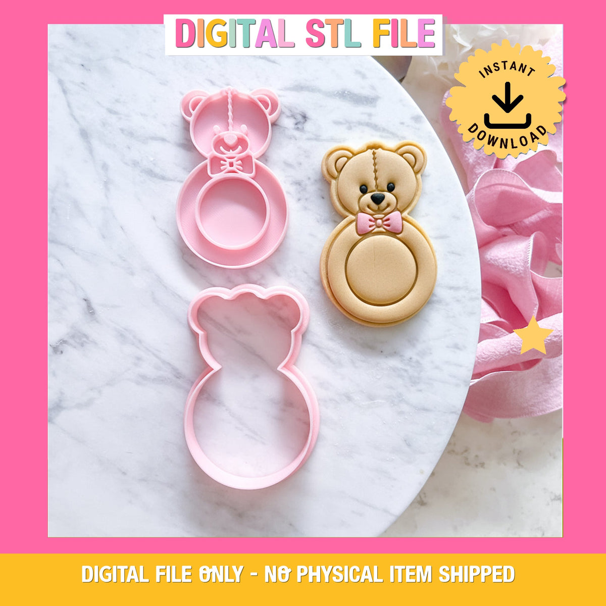 "Teddy Rattle”- Cookie Cutter & Stamp