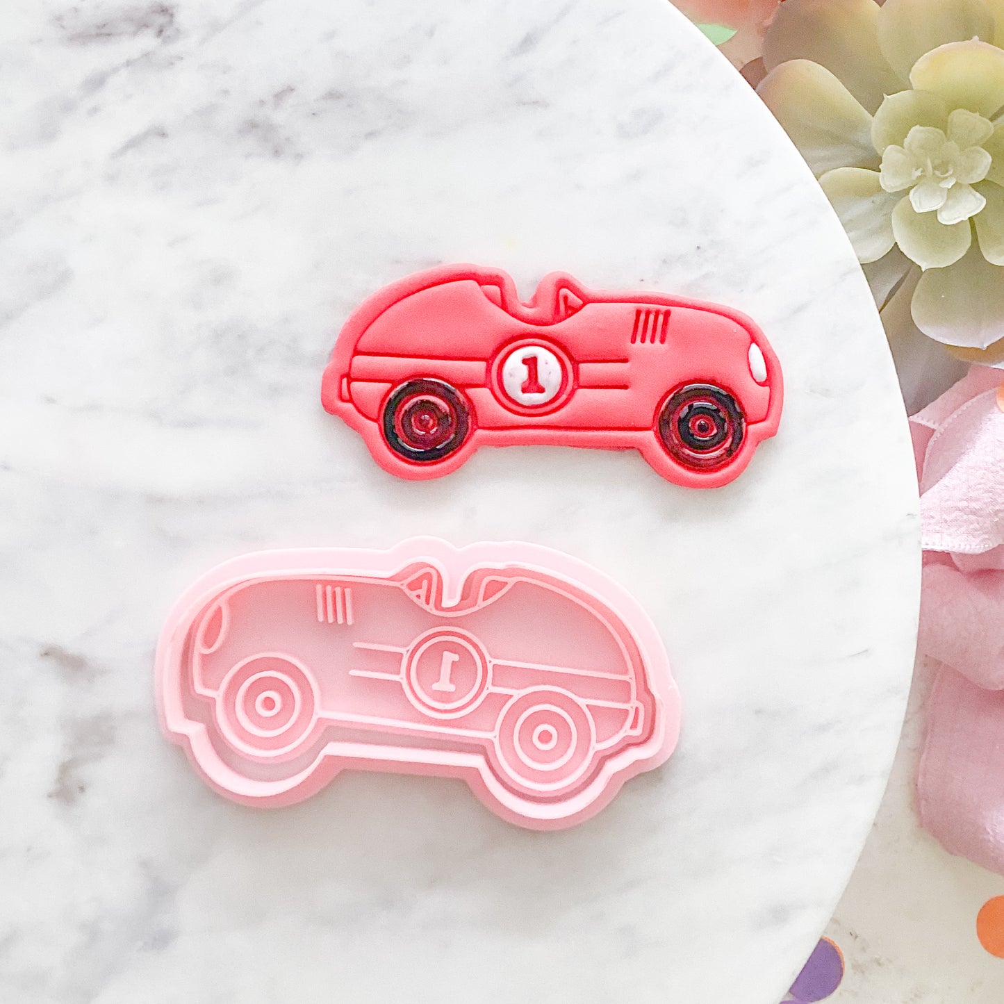 "Vintage Racecar" - Cookie Cutter & Stamp