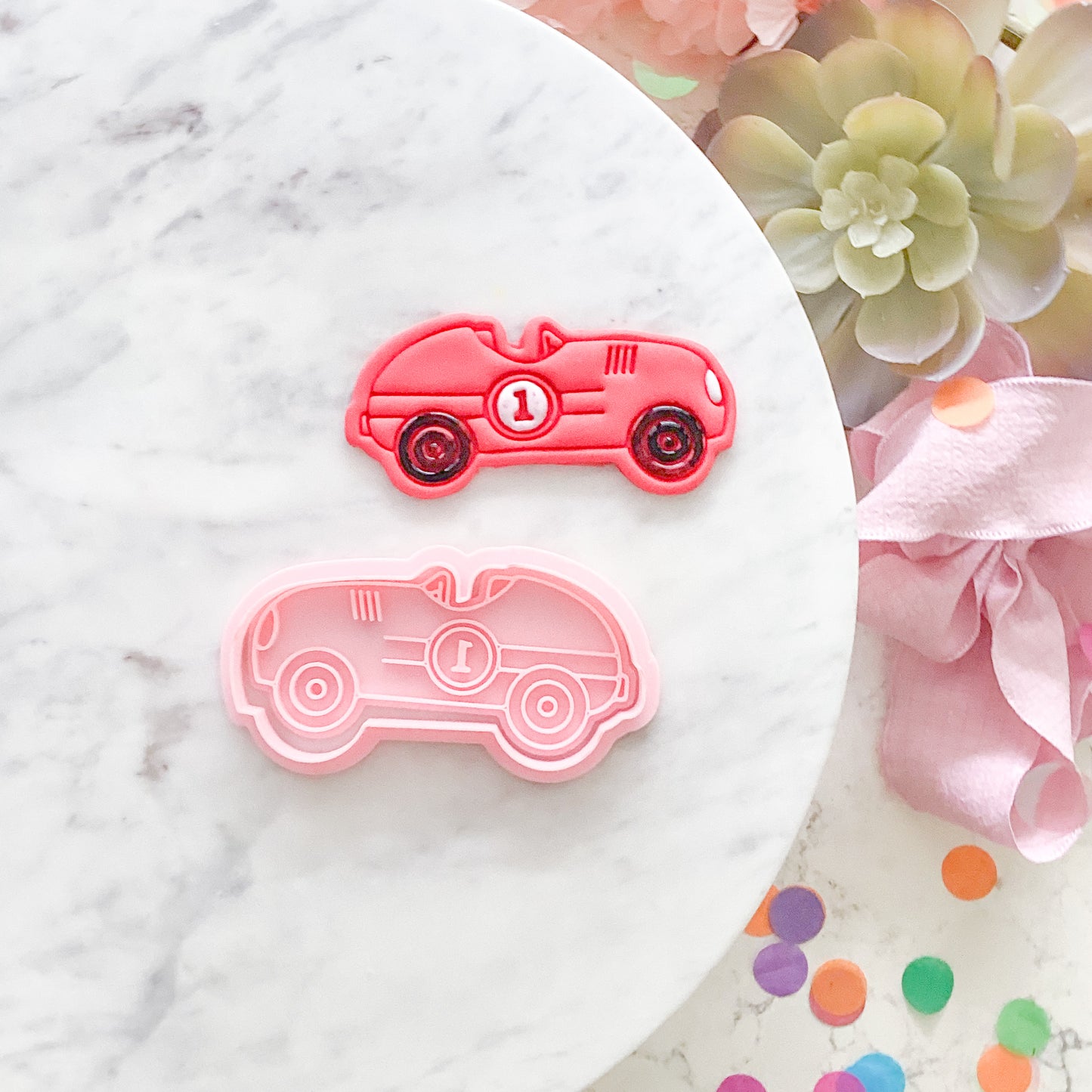 "Vintage Racecar" - Cookie Cutter & Stamp