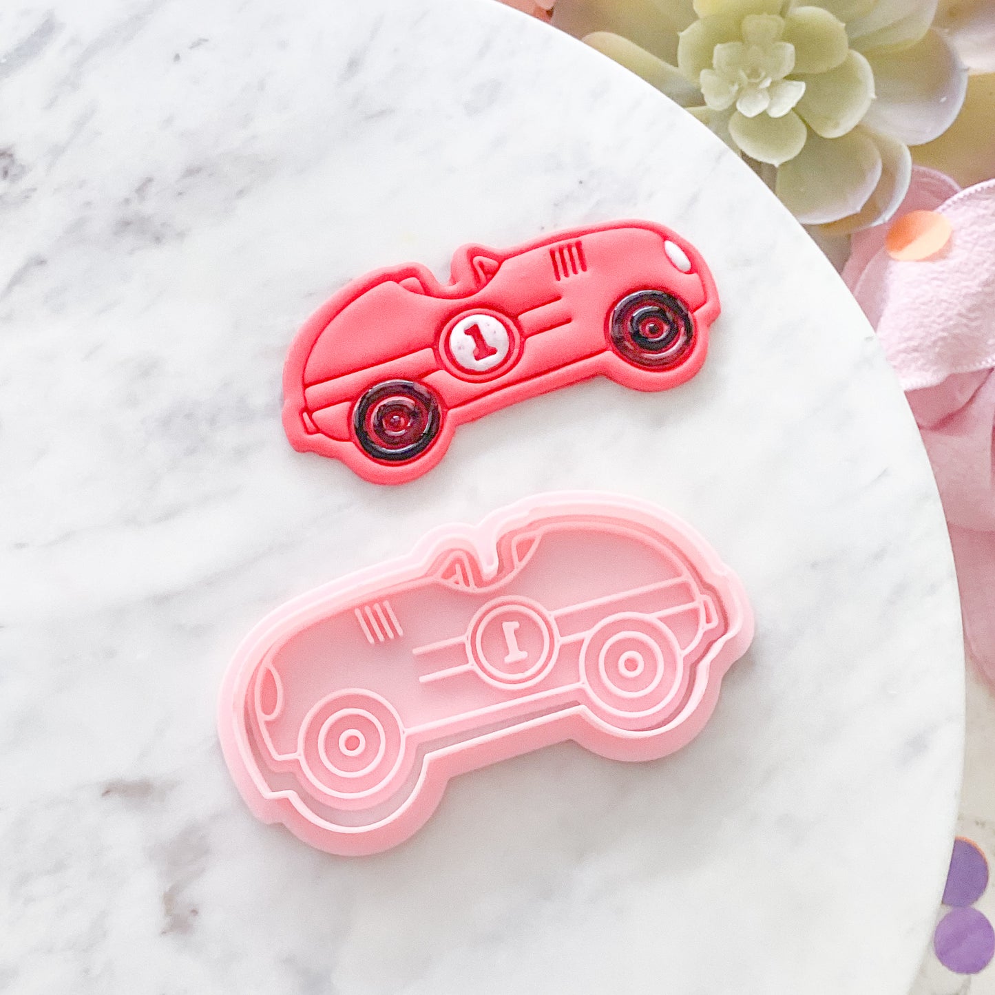"Vintage Racecar" - Cookie Cutter & Stamp