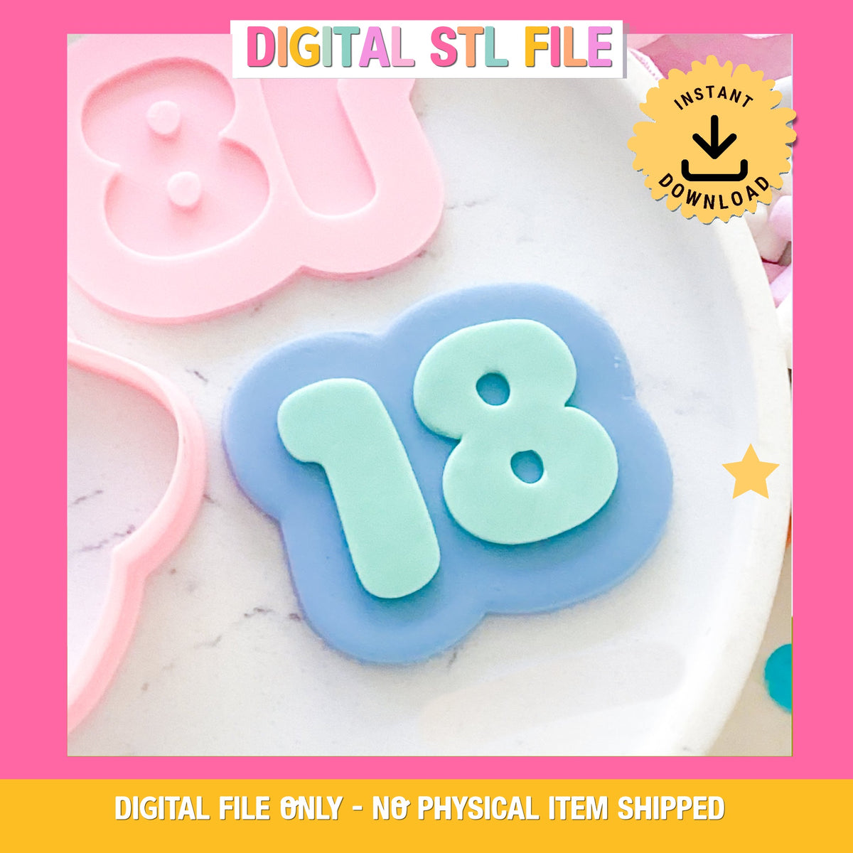 "18" Bubble Font - Cookie Stamp & Cutter Set
