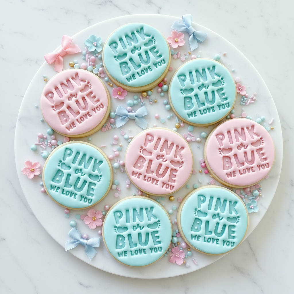 Pink or Blue We Love You - Fondant Stamp