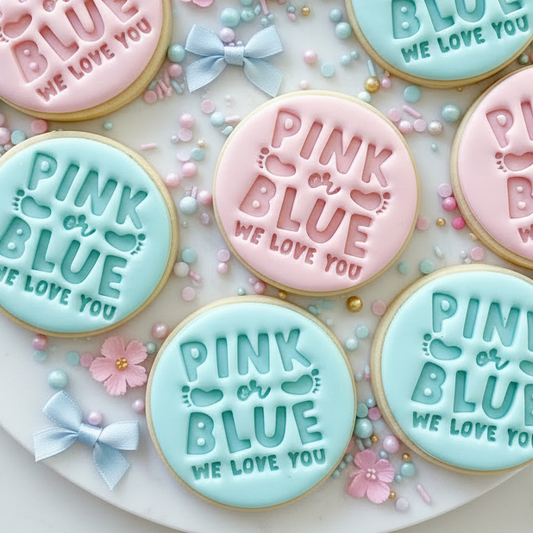 Pink or Blue We Love You - Fondant Stamp