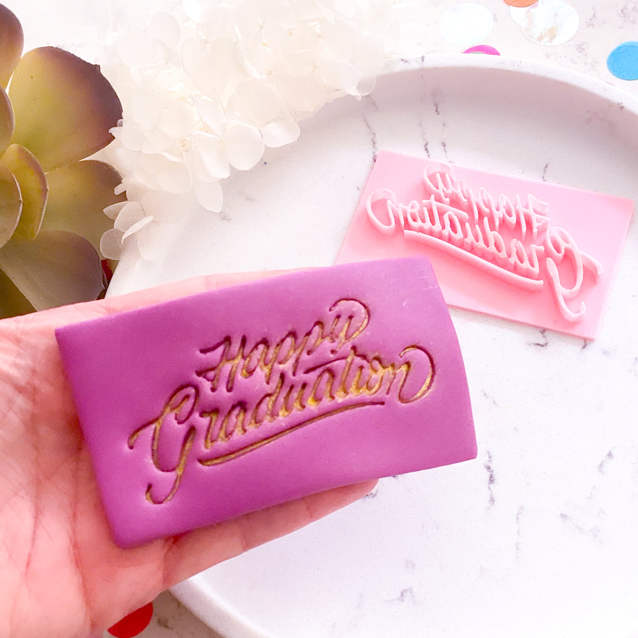 Happy Graduation" - Fondant Stamp | Cookie Cutter | Happy Cookie Cutters