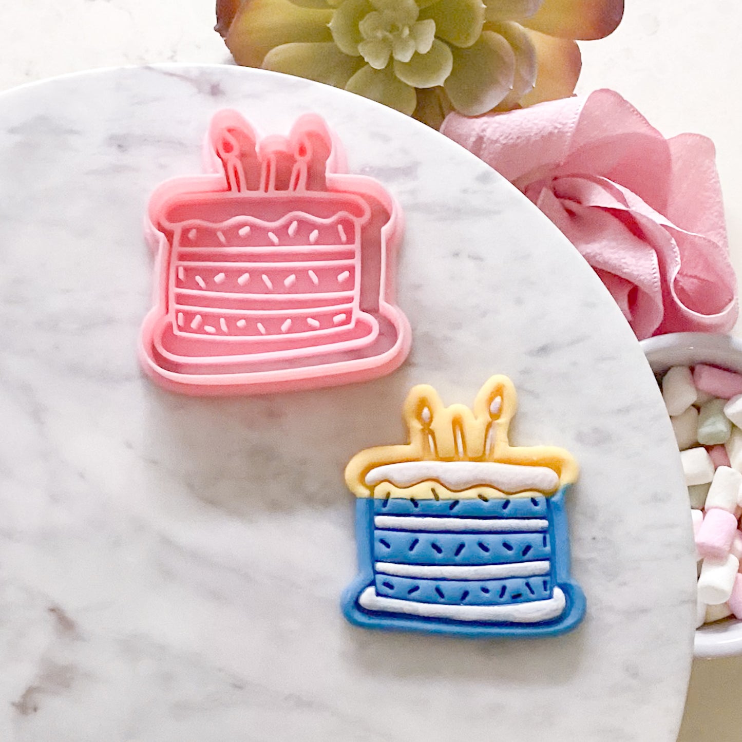 "Cartoon Birthday Cake" - Cookie Cutter & Stamp