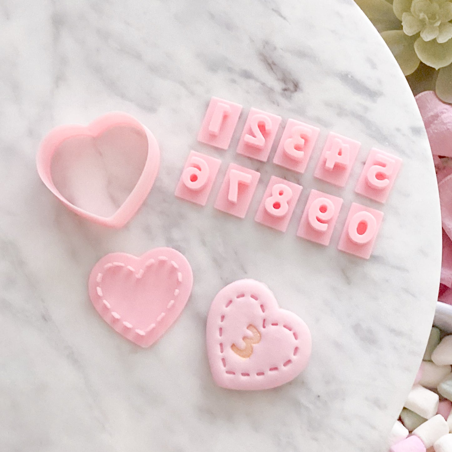 "Heart with Stitching" Fondant Mini Set
