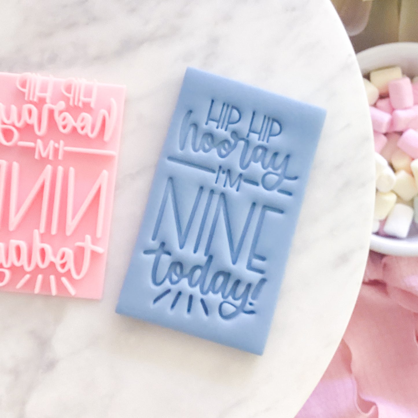 Hip Hip Hooray, I'm Nine Today! Fondant Stamp