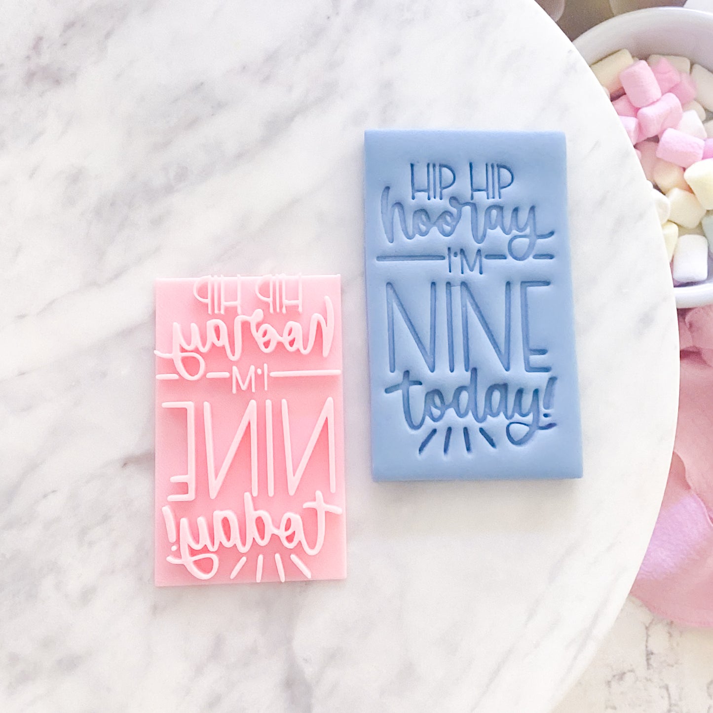 Hip Hip Hooray, I'm Nine Today! Fondant Stamp