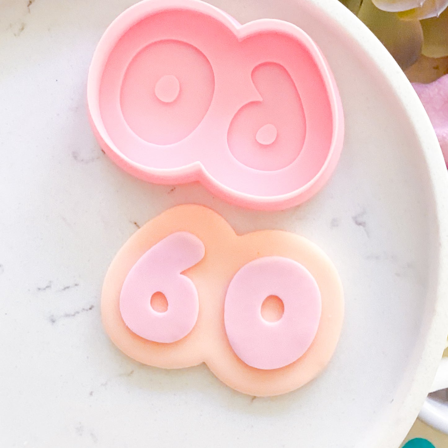 "60" Bubble Font - Cookie Stamp & Cutter Set