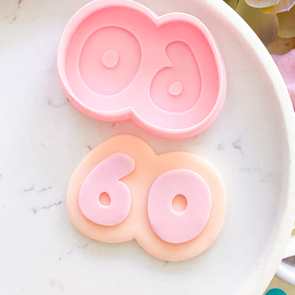 "60" Bubble Font - Cookie Stamp & Cutter Set