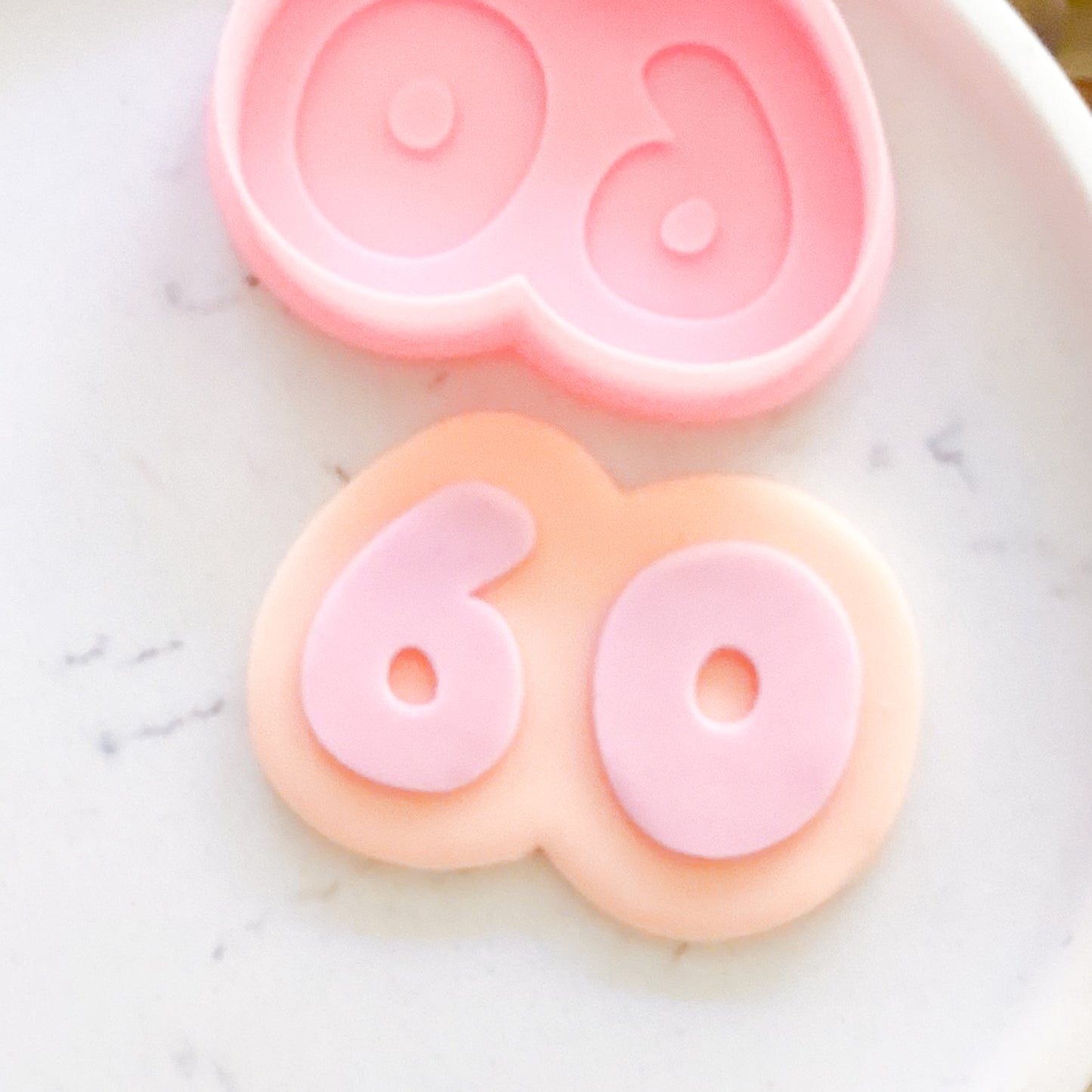 "60" Bubble Font - Cookie Stamp & Cutter Set