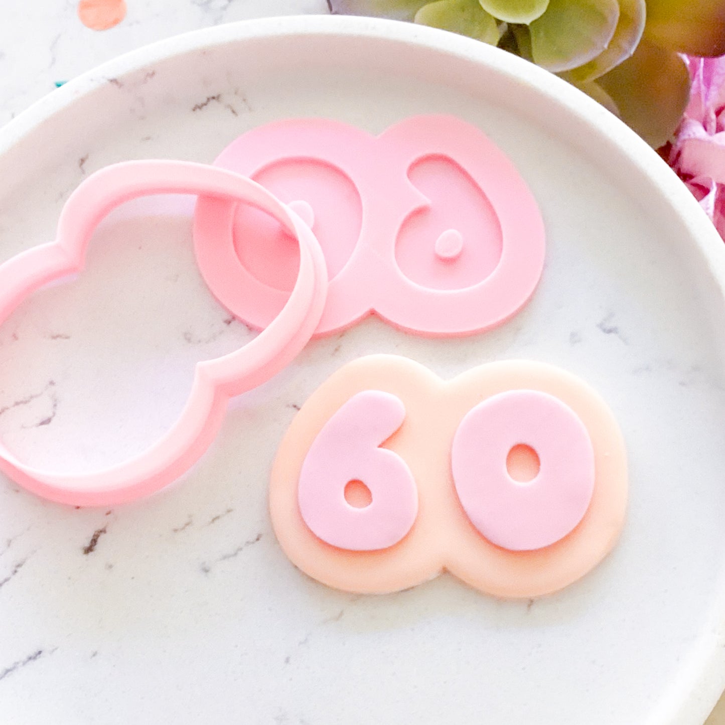 "60" Bubble Font - Cookie Stamp & Cutter Set