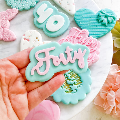 "Forty" - Cookie Stamp & Cutter Set