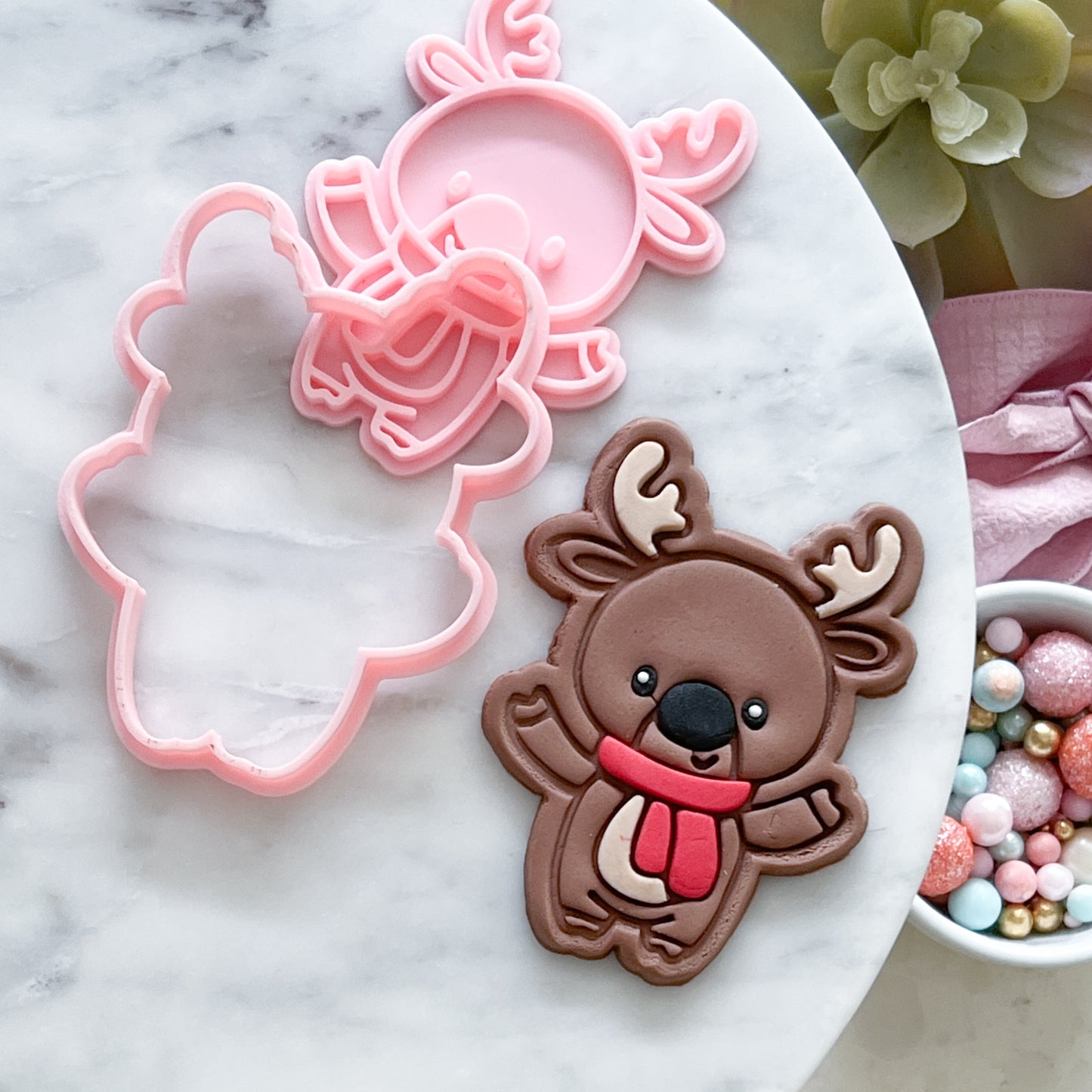 "Happy Reindeer" Cookie Cutter & Stamp