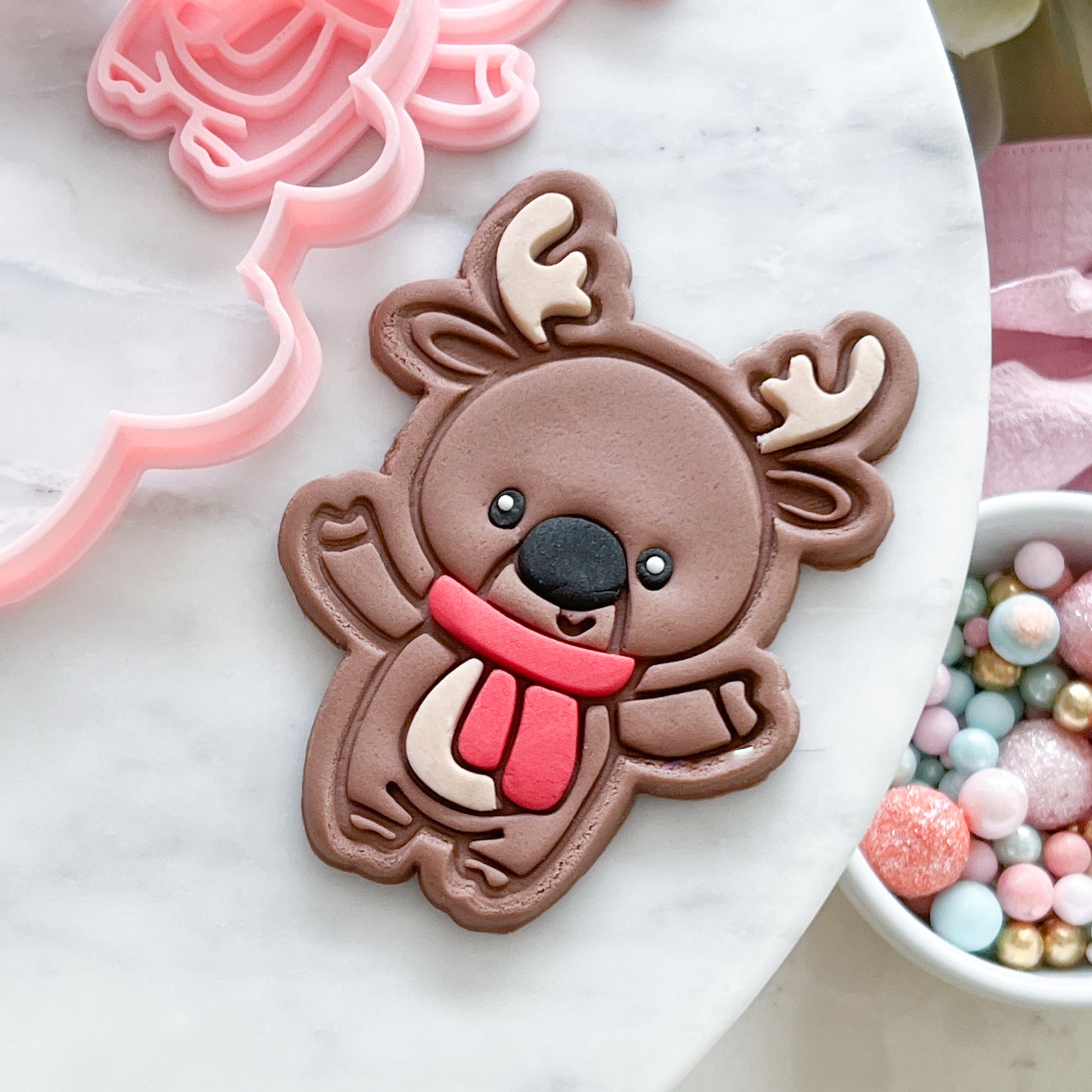 "Happy Reindeer" Cookie Cutter & Stamp