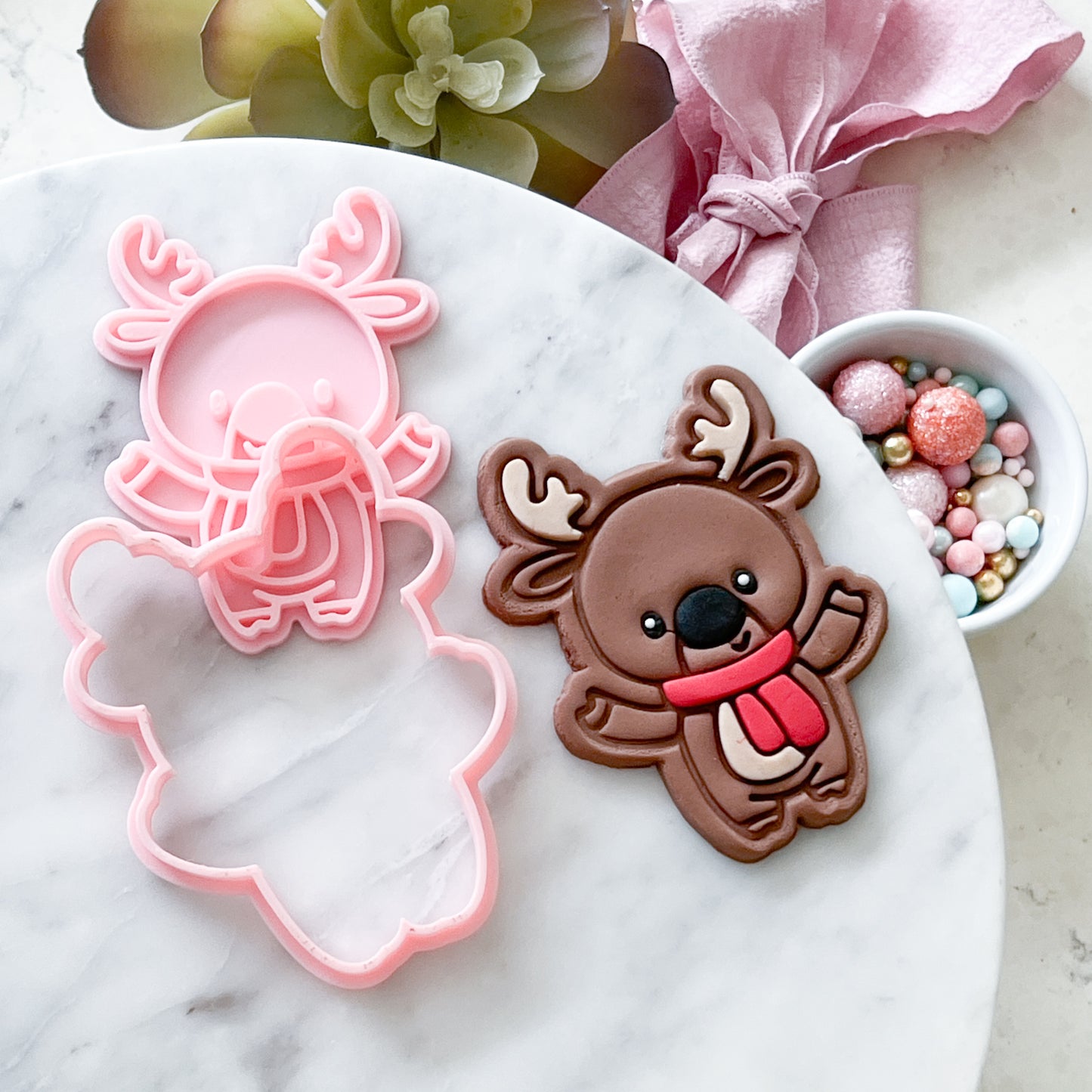 "Happy Reindeer" Cookie Cutter & Stamp
