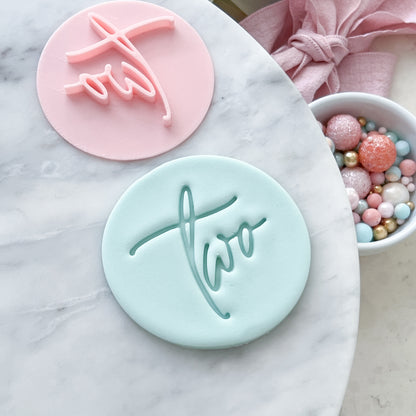 "Two" Script - Fondant Stamp