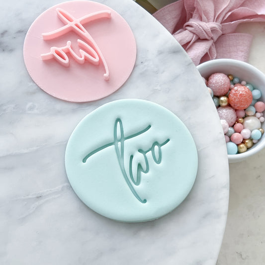 "Two" Script - Fondant Stamp