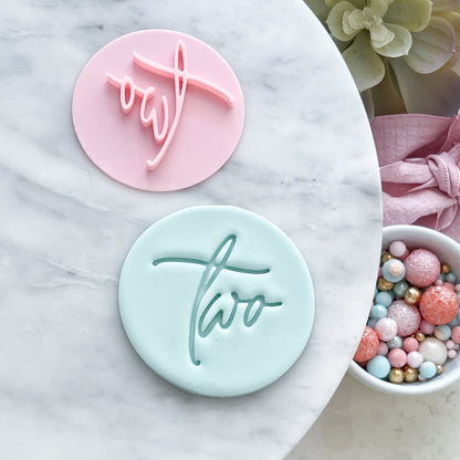 "Two" Script - Fondant Stamp