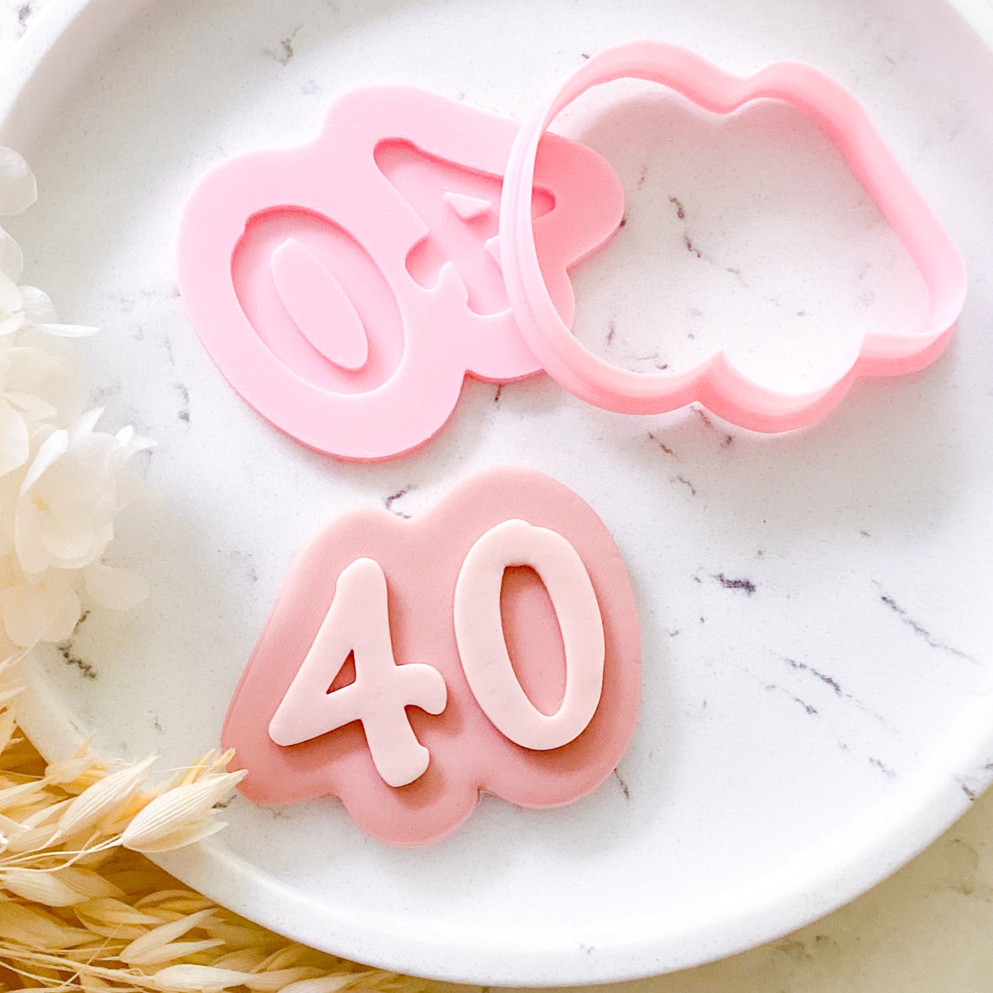 "40" Script Font - Cookie Stamp & Cutter Set