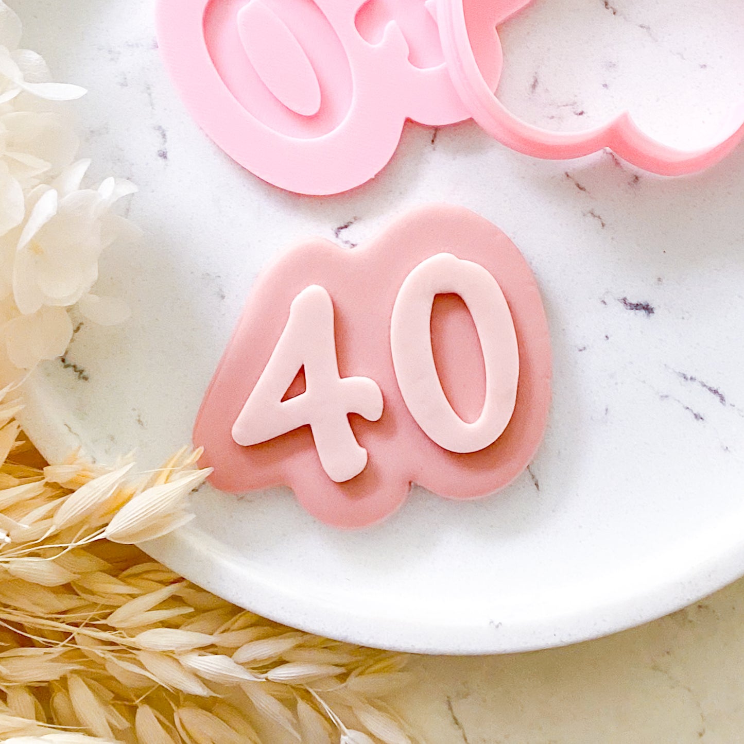 "40" Script Font - Cookie Stamp & Cutter Set