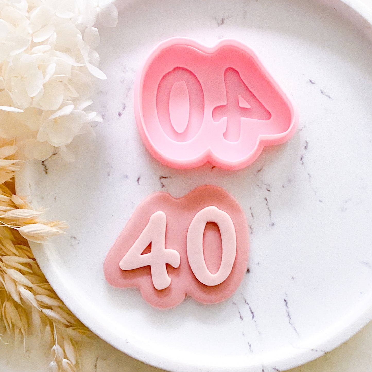 "40" Script Font - Cookie Stamp & Cutter Set