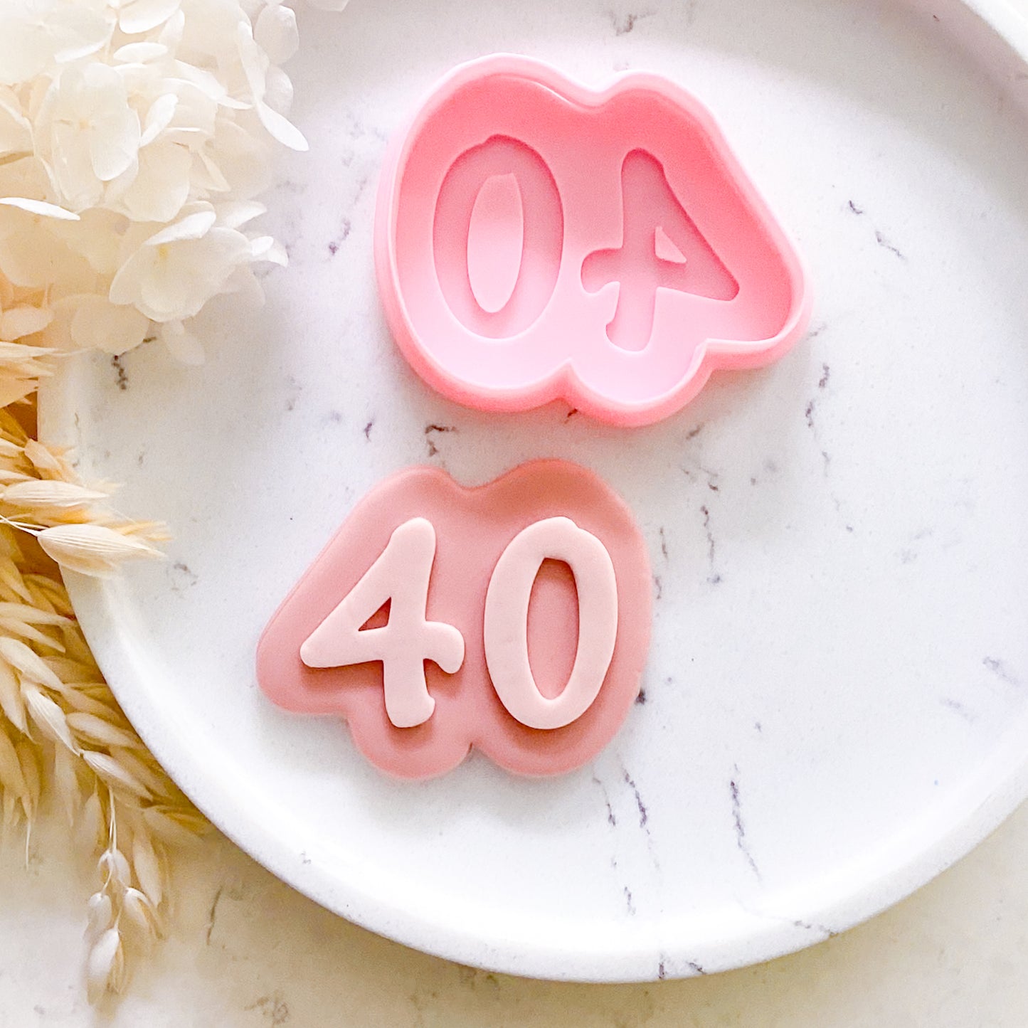 "40" Script Font - Cookie Stamp & Cutter Set
