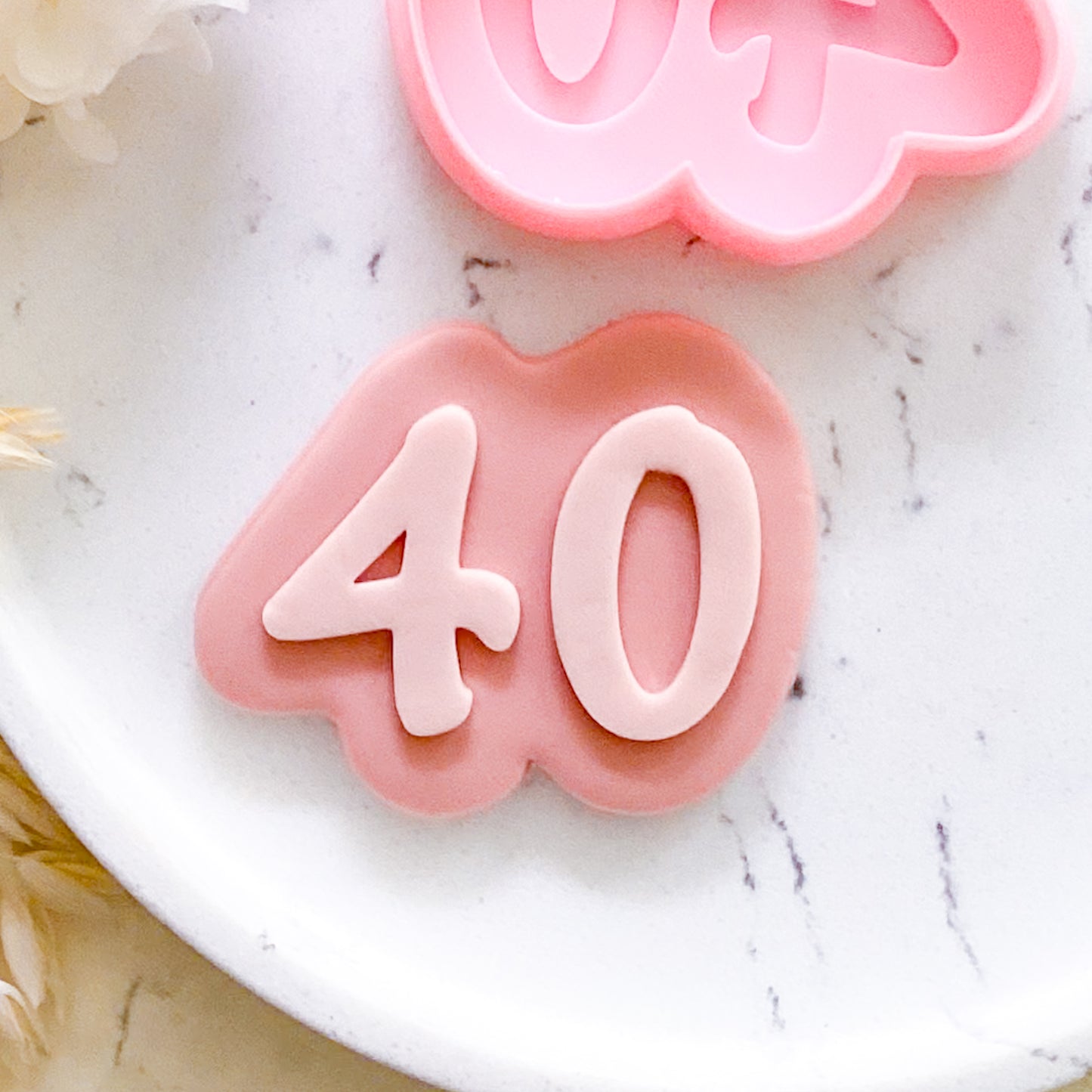 "40" Script Font - Cookie Stamp & Cutter Set