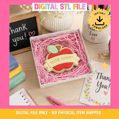 "Apple with Sash" - Cookie Cutter & Stamp