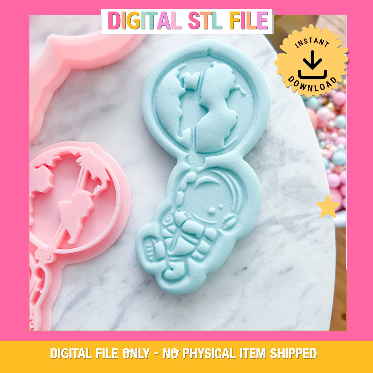 "Astronaut with Earth Balloon" - Cookie Cutter & Stamp