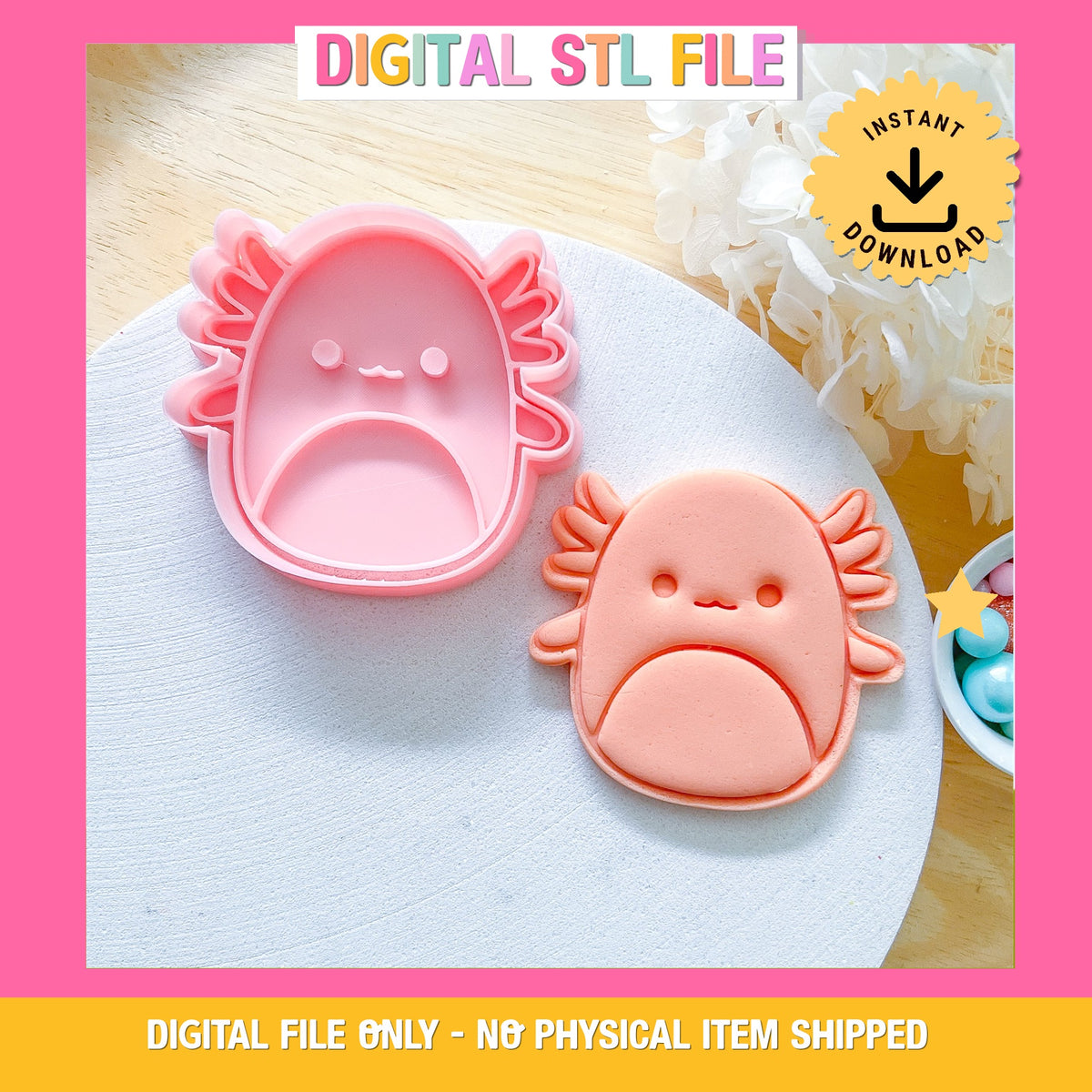 "Axolotal Squishmallow" - Cookie Cutter & Stamp