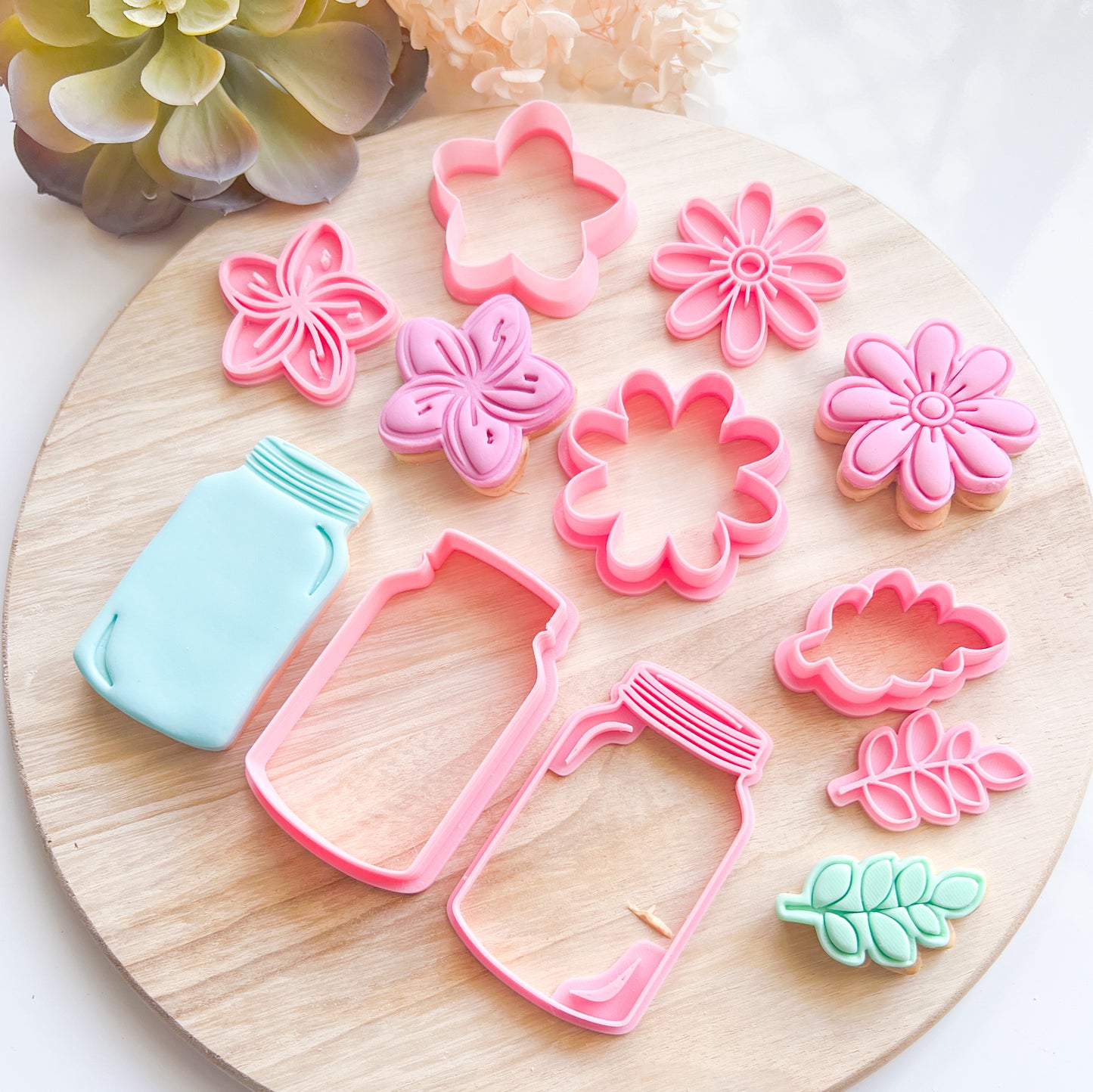 "Mason Jar & Flowers" - Cookie Cutter Set