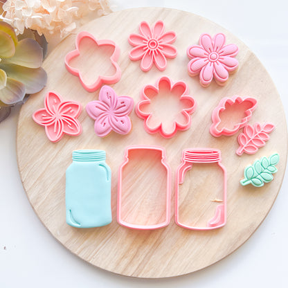 "Mason Jar & Flowers" - Cookie Cutter Set