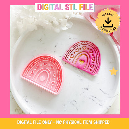 "Boho Heart Rainbow" - Cookie Cutter & Stamp