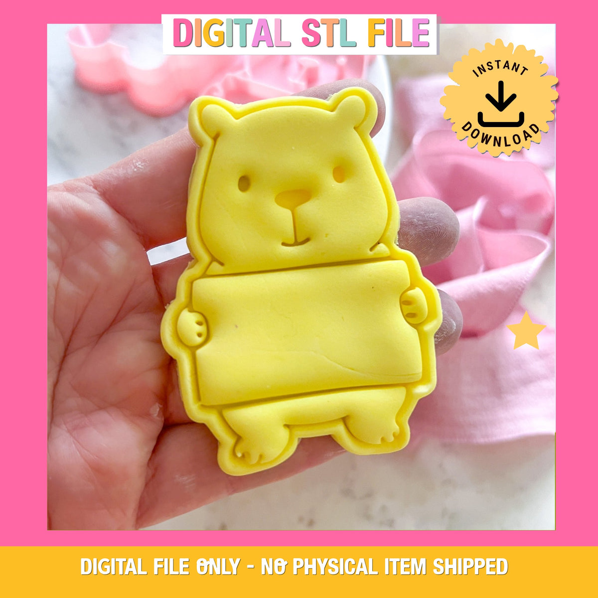 "Capybura with sign" - Cookie Cutter & Stamp